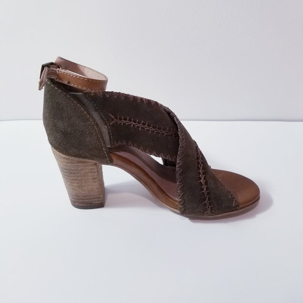 Seychelles Criss Cross Suede Ankle Straps Block Heels